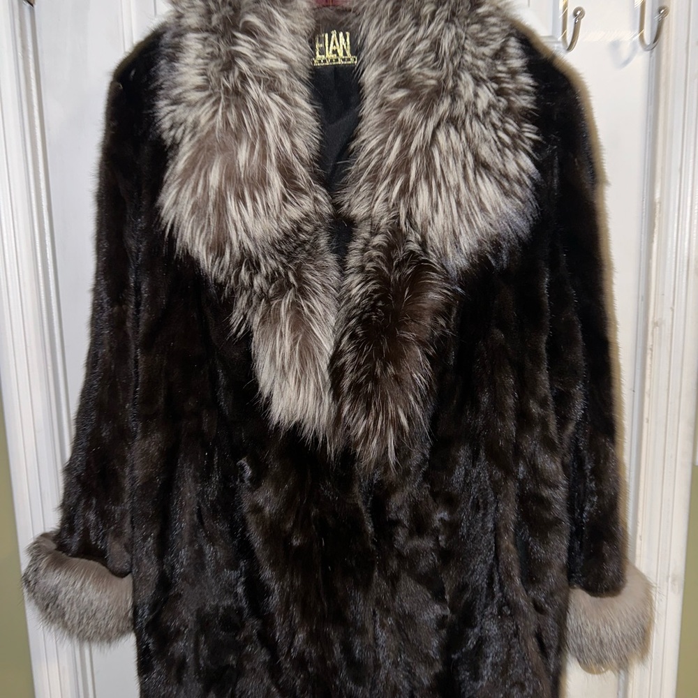Blue Mink Paw 3/4 Coat w/ Silver Fox Collar